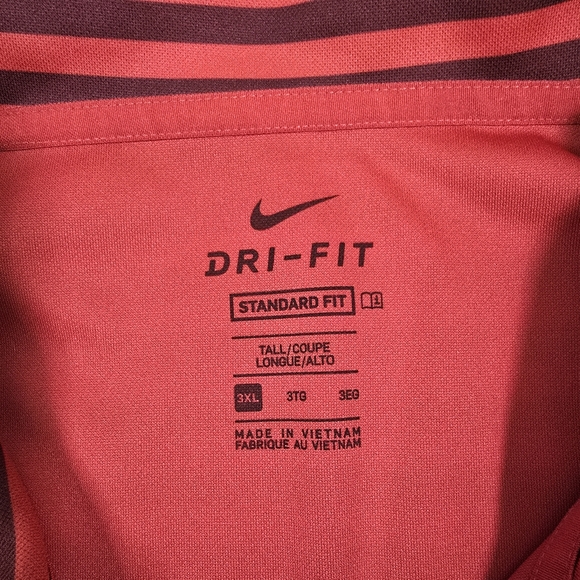 NWOT Nike Men's Polo Red Dri- Fit Striped Short Sleeve Sz 3XL - Picture 5 of 10
